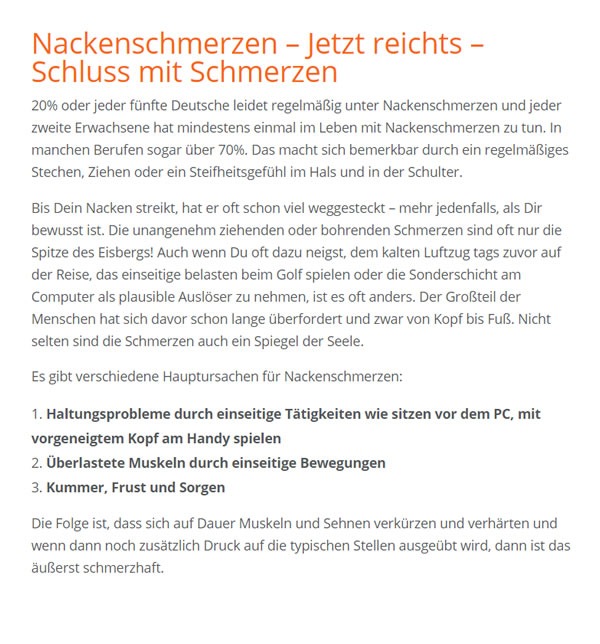Nackenschmerzen in 49201 Dissen (Teutoburger Wald)